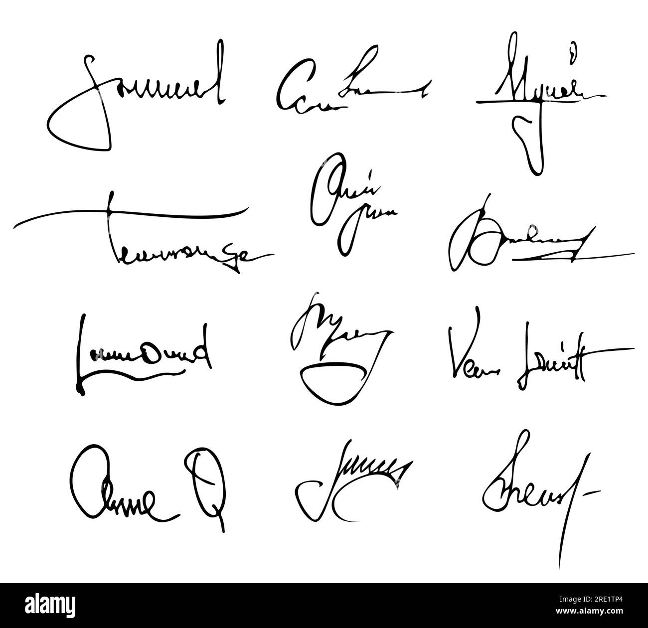 Handwritten signature. Doodle name autograph sketch for diploma and ...