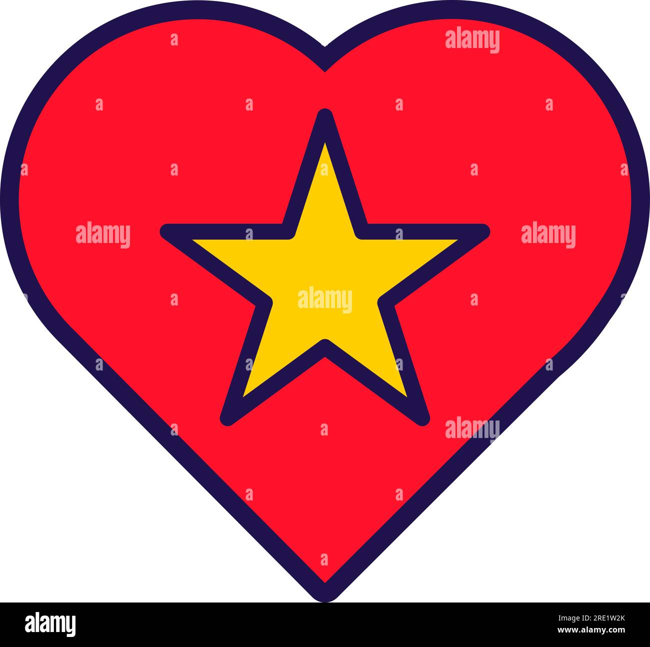 Patriot heart in national Vietnam flag colors. Festive element, attributes of Vietnam Independence Day. Cartoon vector icon in national colors of coun Stock Vector