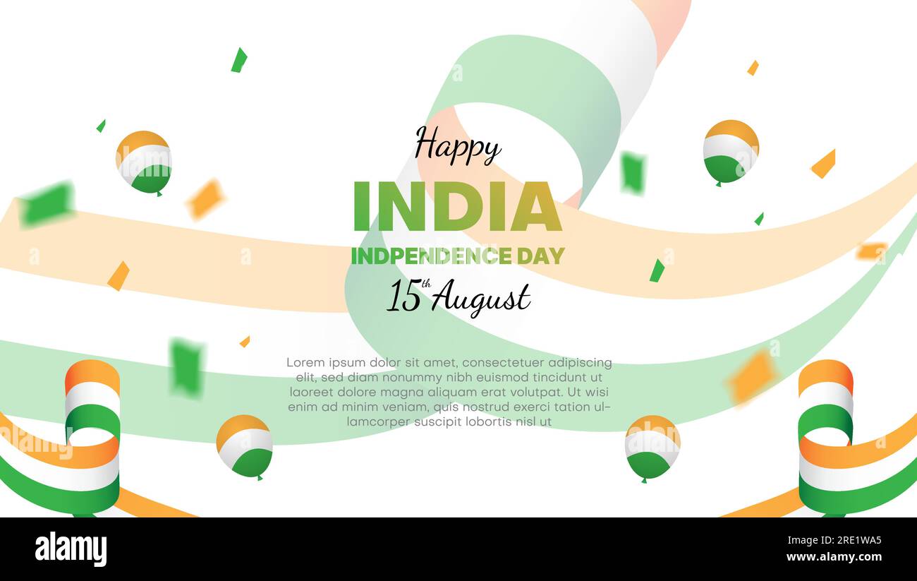 india independence day card or banner with balloons and confetti. vector illustration Stock Vector
