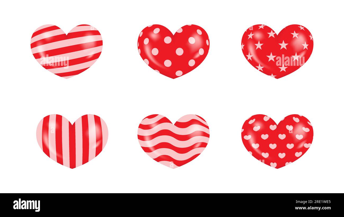 set of heart balloons with six options. a set heart vector illustration Stock Vector