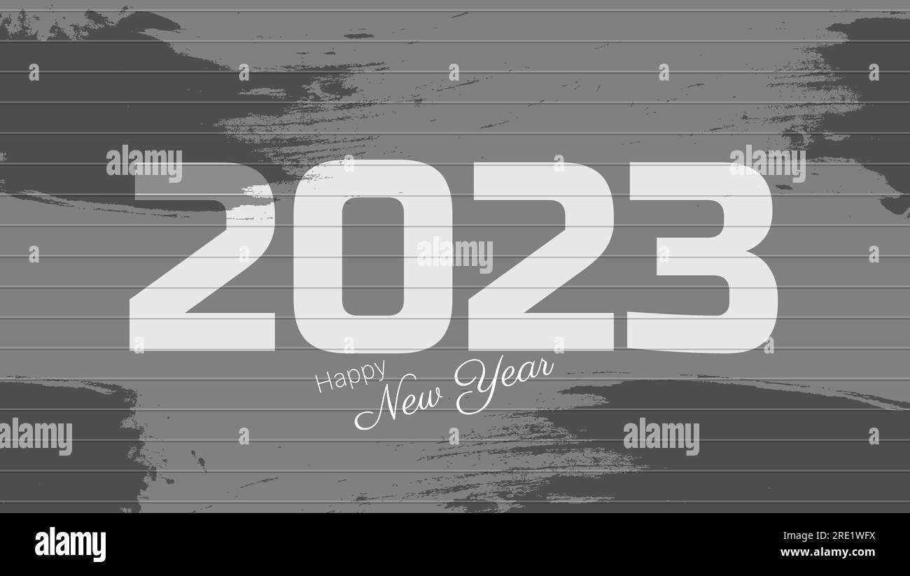 happy new year 2023 background with striped background and grunge. vector illustration Stock Vector