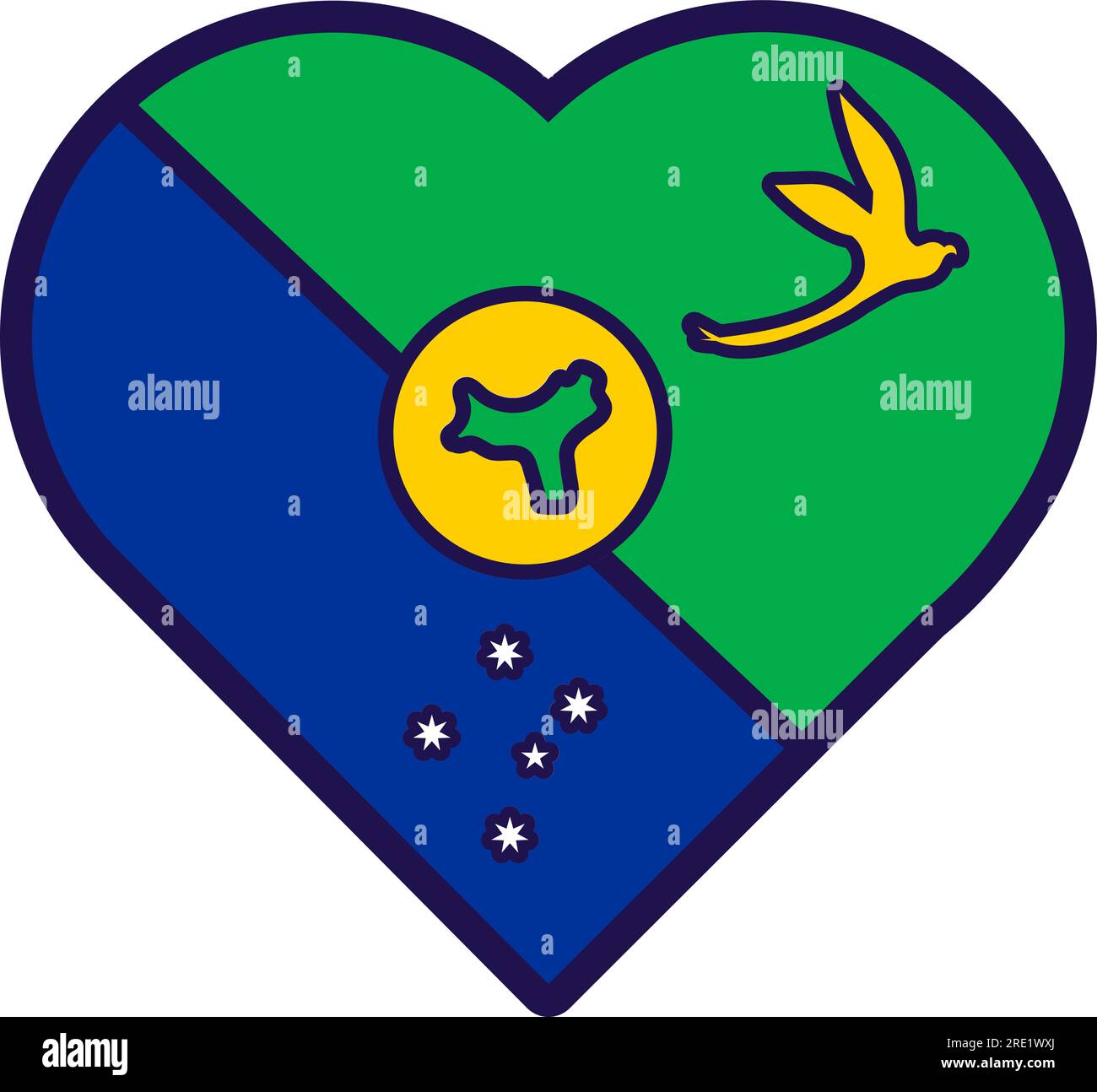 Patriot heart in national Christmas island flag colors. Festive element