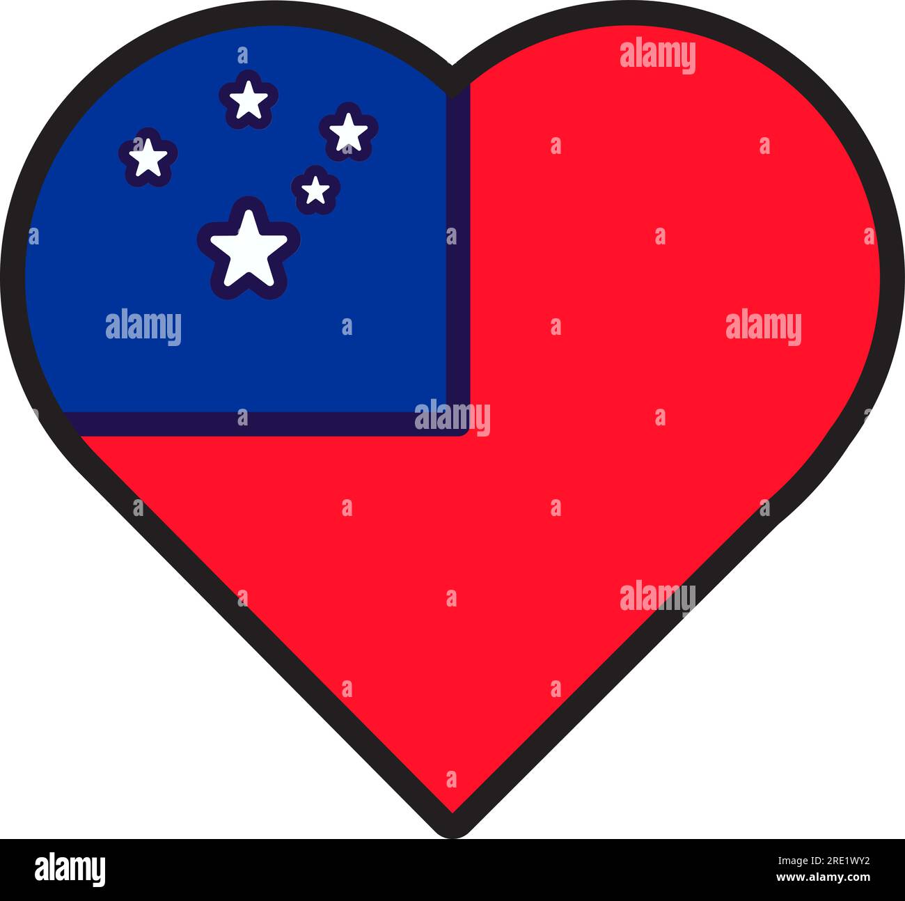 Patriot heart in national Samoa flag colors. Festive element
