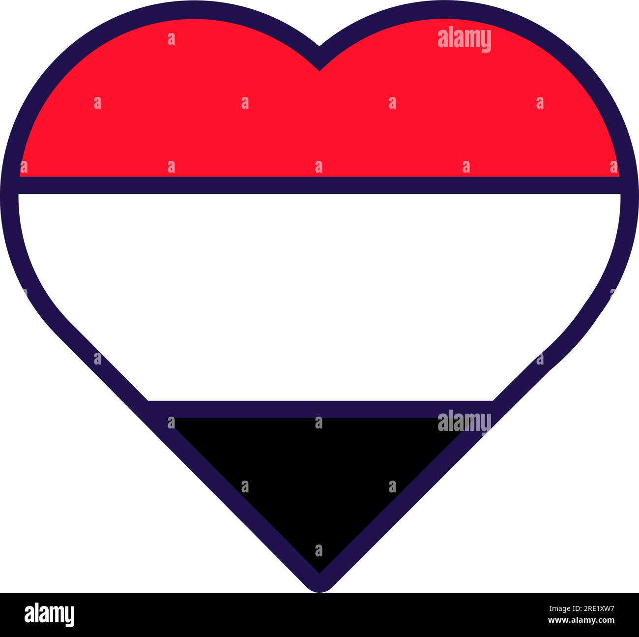 Patriot heart in national Yemen flag colors. Festive element, attributes of Yemen Independence Day. Cartoon vector icon in national colors of country Stock Vector