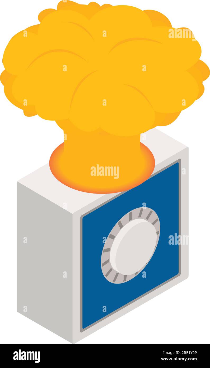 Nuclear explosion icon isometric vector. Atomic bomb explosion, radioactive cloud. Mushroom cloud, nuclear war, apocalypse Stock Vector