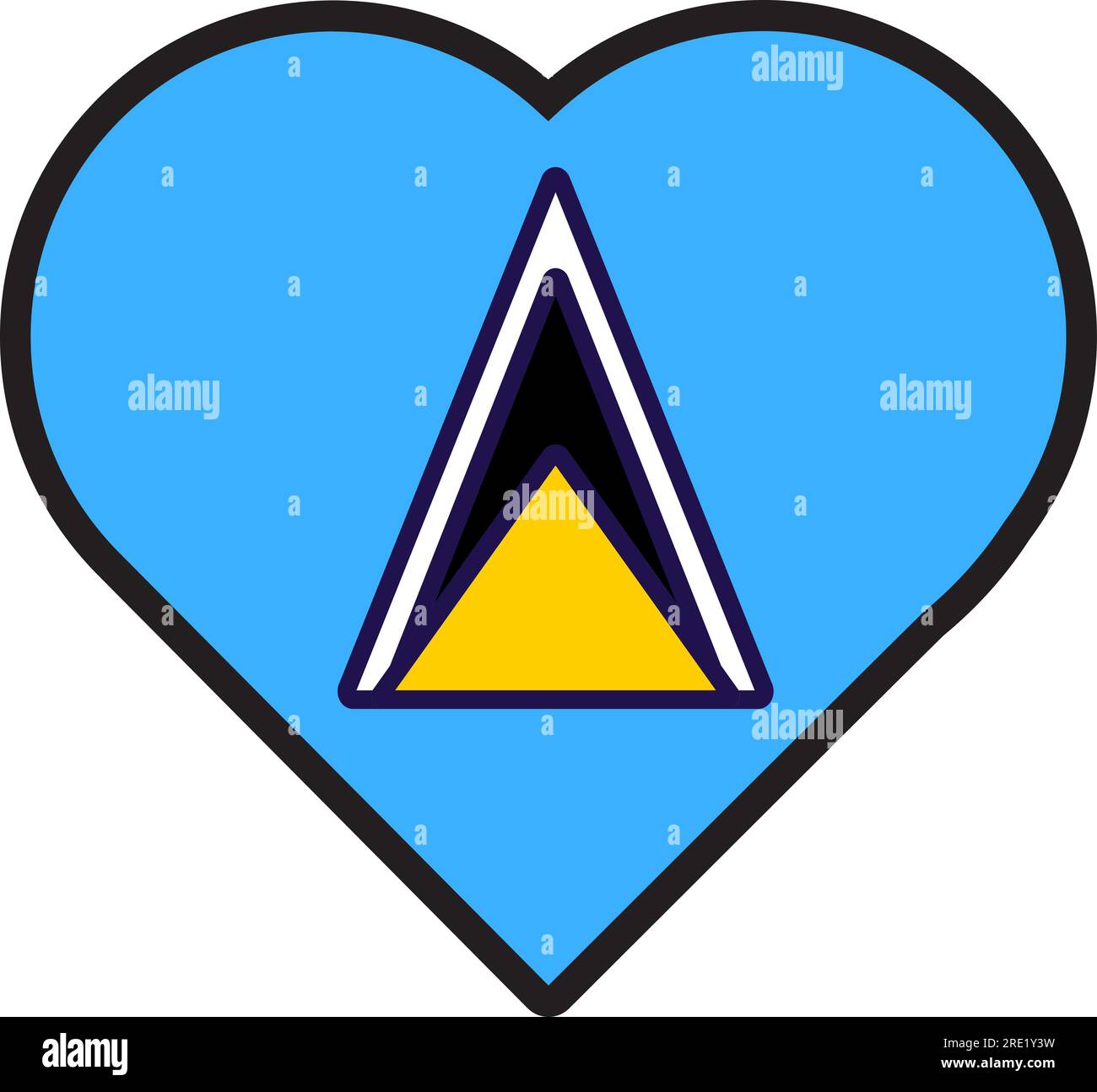 Patriot heart in national Saint lucia flag colors. Festive element
