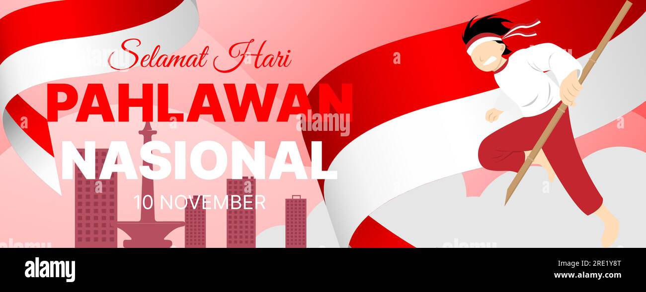 Selamat hari pahlawan nasional or indonesian national heroes day banner background Stock Vector