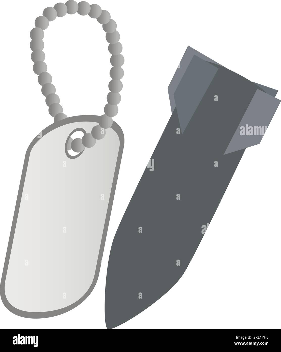 Military concept icon isometric vector. Falling war rocket and military dog tag. War concept, weapon Stock Vector