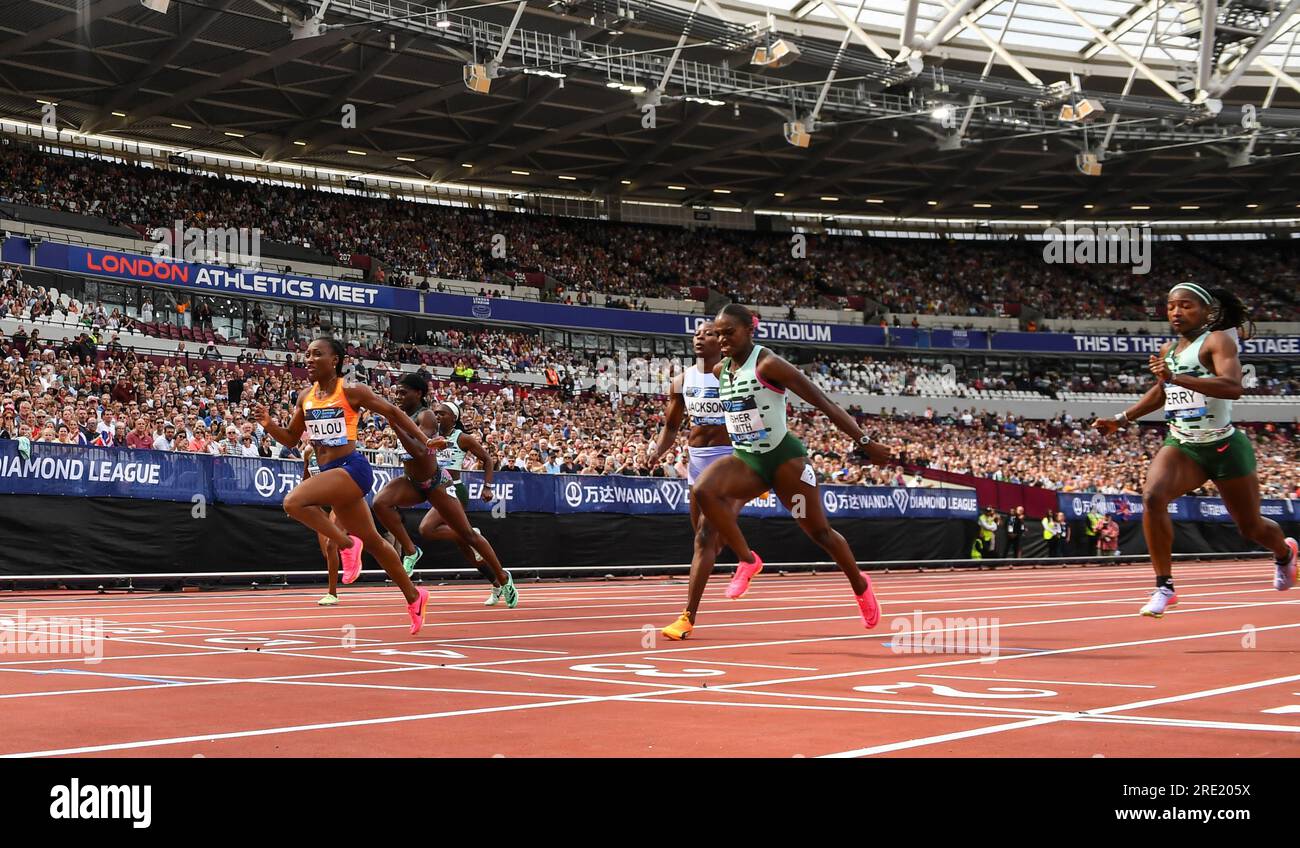 Women’s 100m final at the Wanda Diamond League London Event, London