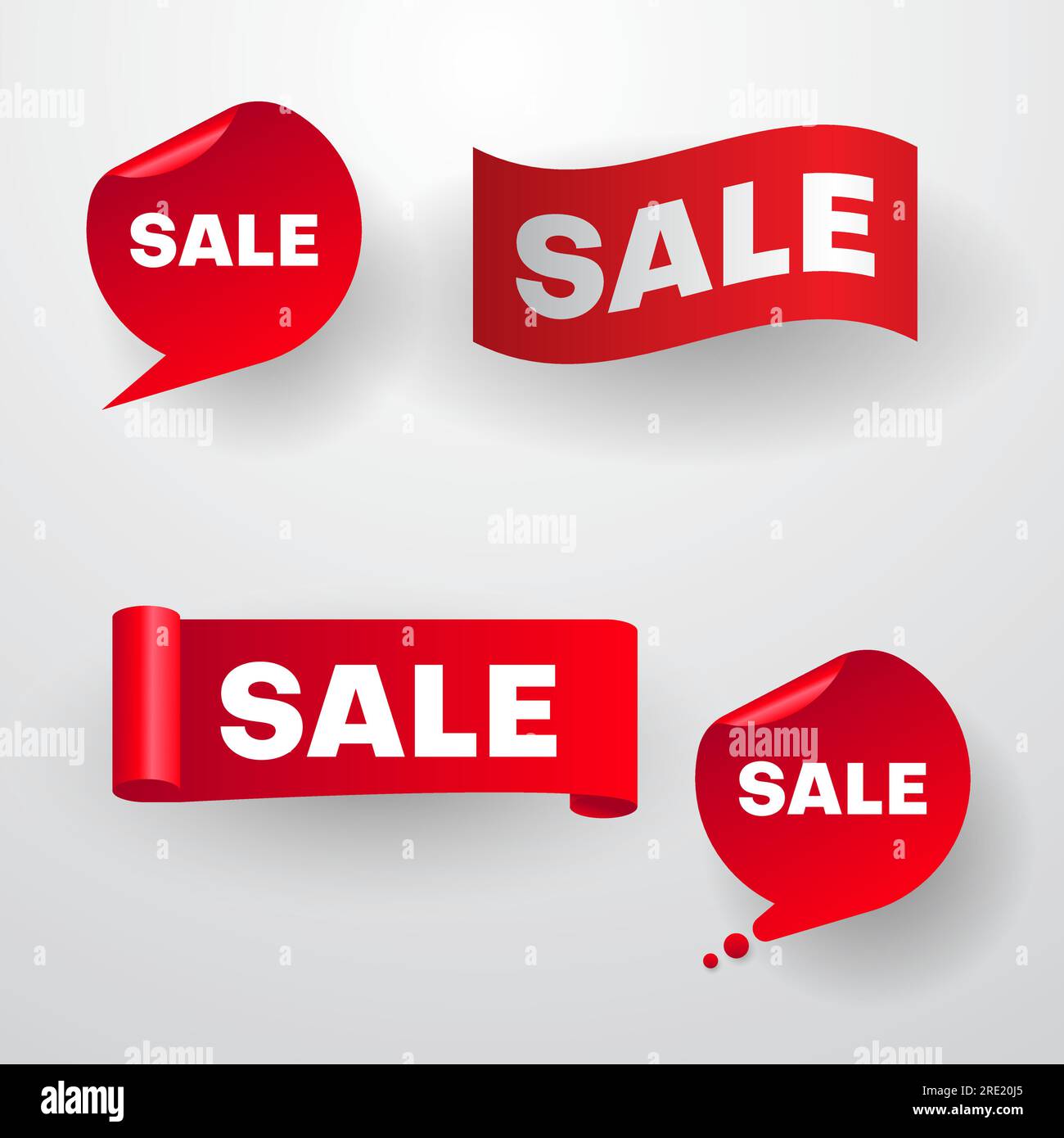 ribbon sale banner collection in red and white. can be used for label