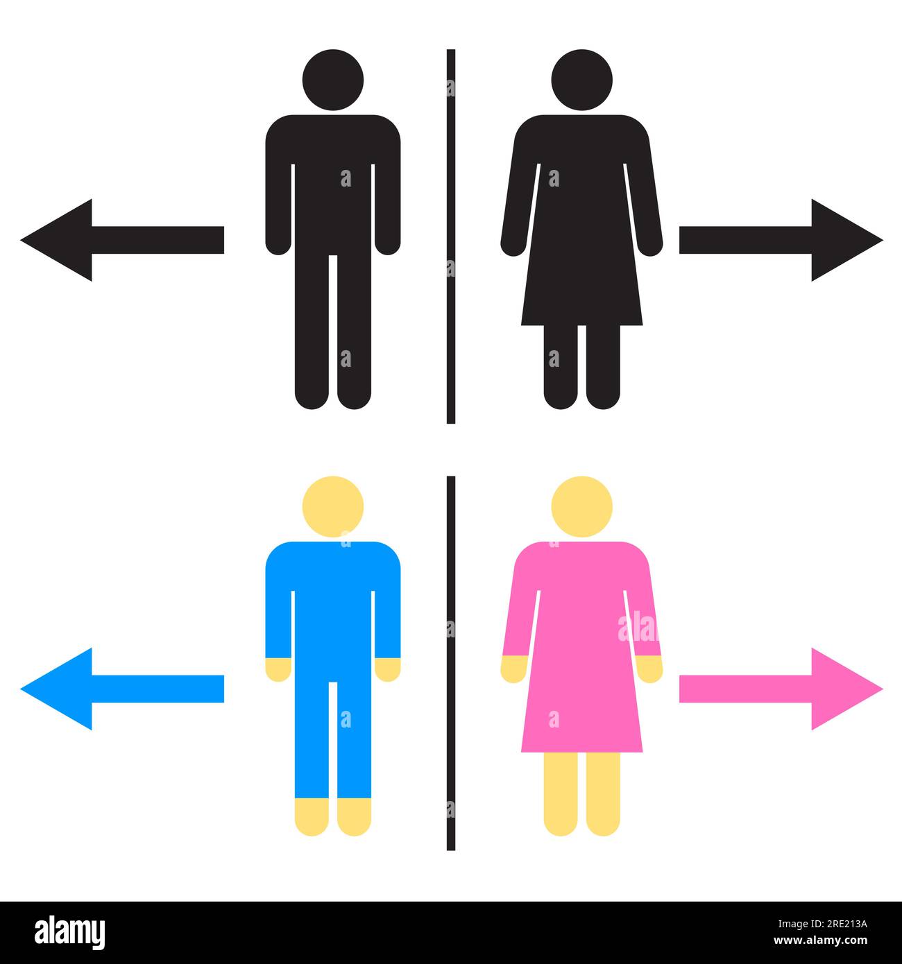 set of Simple basic sign icon male and female toilet. Vector illustration. Stock Vector