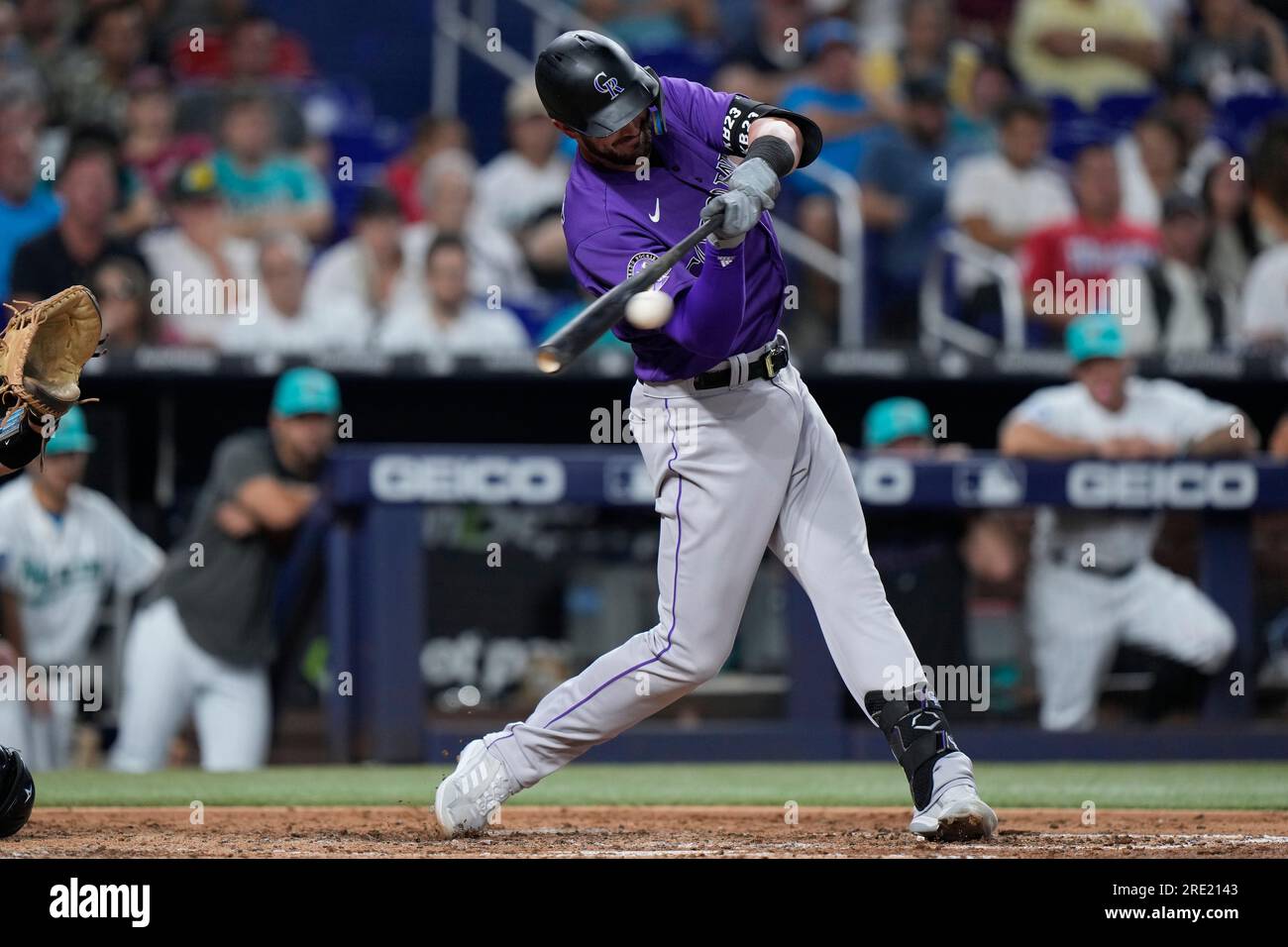 Colorado Rockies Kris Bryant bats during the fourth inning of a