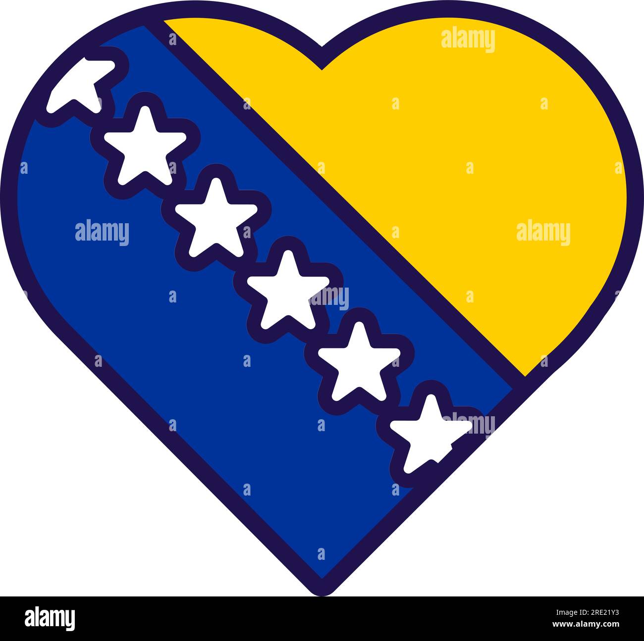 Patriot heart in national Bosnia flag colors. Festive element, attributes of Bosnia Independence Day. Cartoon vector icon in national colors of countr Stock Vector