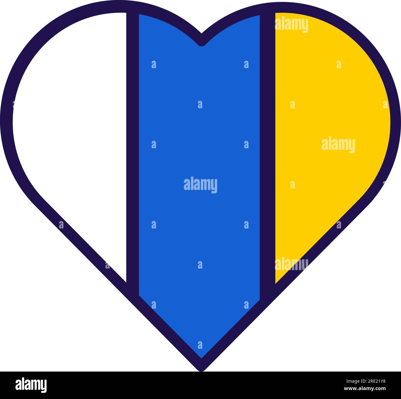 Patriot heart in national Canary Islands flag colors. Festive element