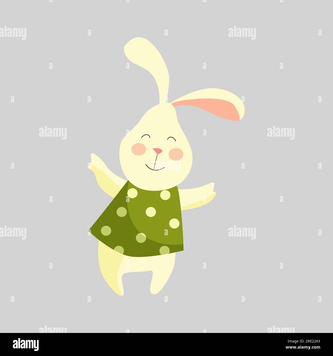 Dancing Easter bunny. Rabbit, cute character Stock Vector