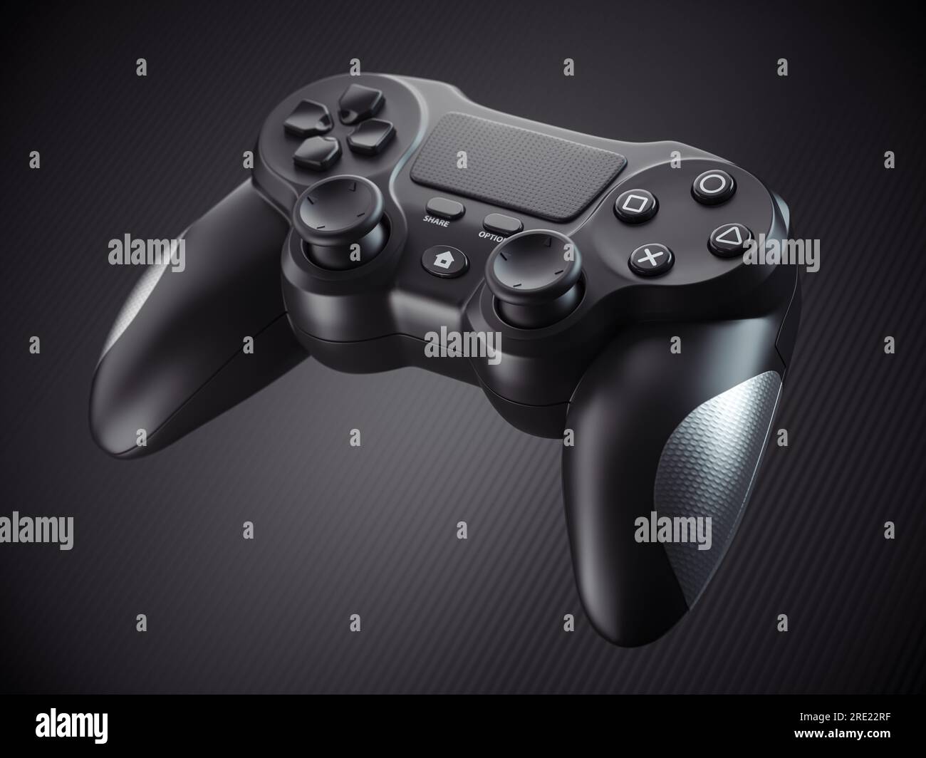 Game joystick or gaming controller on black background. 3d illustration Stock Photo