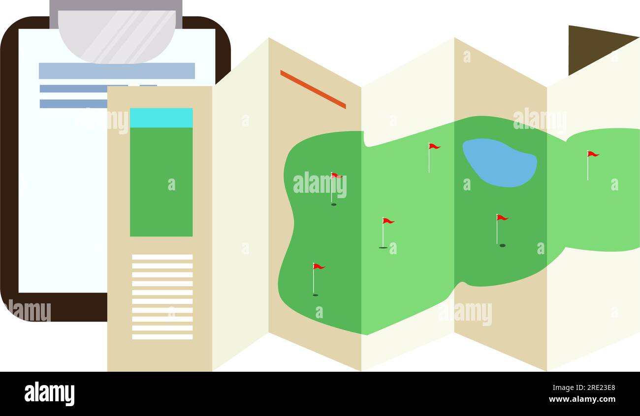 Golf course map and clipboard vector - Golf Course Map And Clipboard Vector 2RE23E8