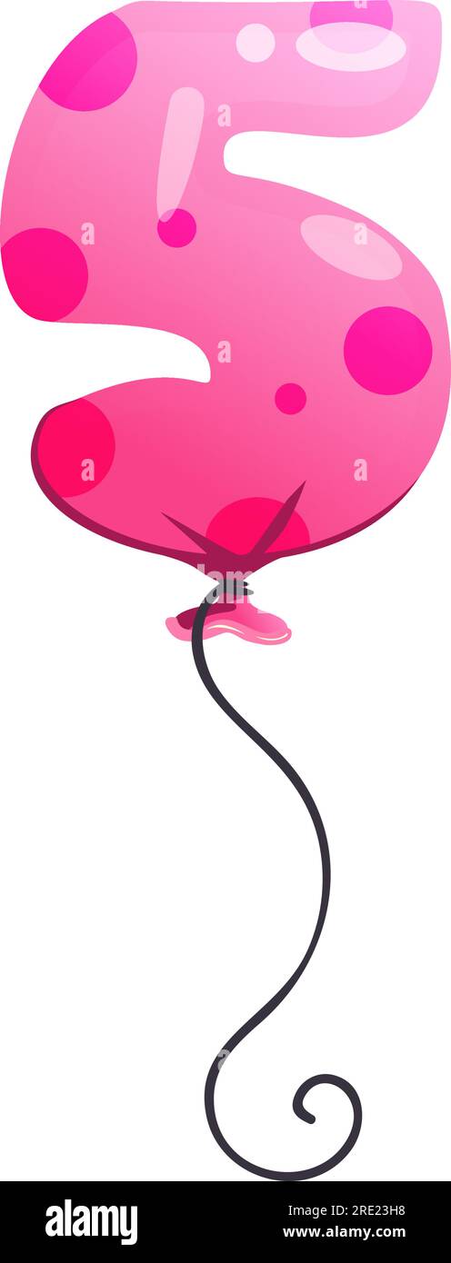 Pink balloon with circles in shape of number five vector Stock Vector