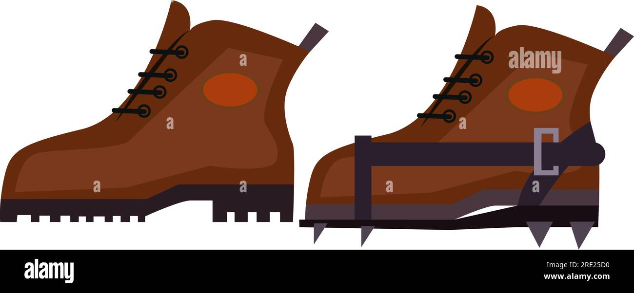 Trekking boots with crampons Stock Vector