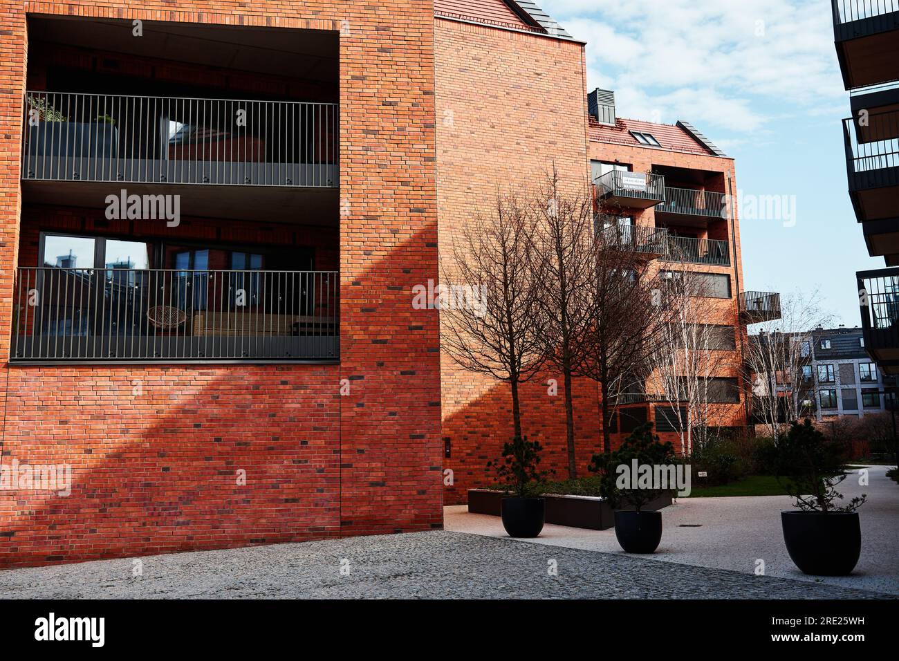 Modern residential complex in Gdansk, Poland. Living house facade with