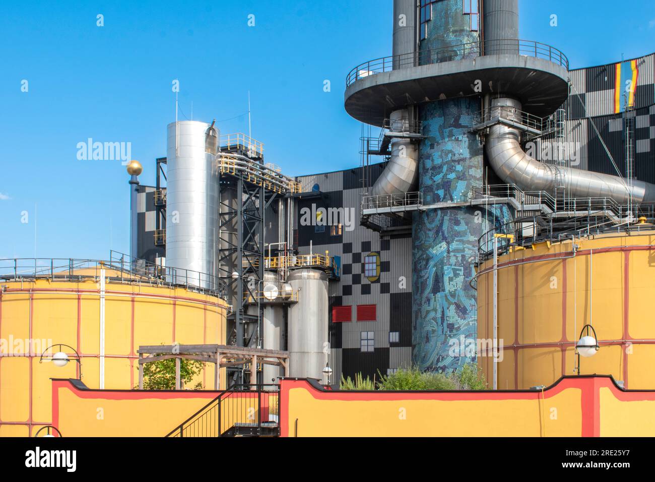 Vienna, Austria, 18 july 2023. The spittelau waste incineration factory hundertwassers iconic creation in vienna, blending art, sustainability, and fu Stock Photo