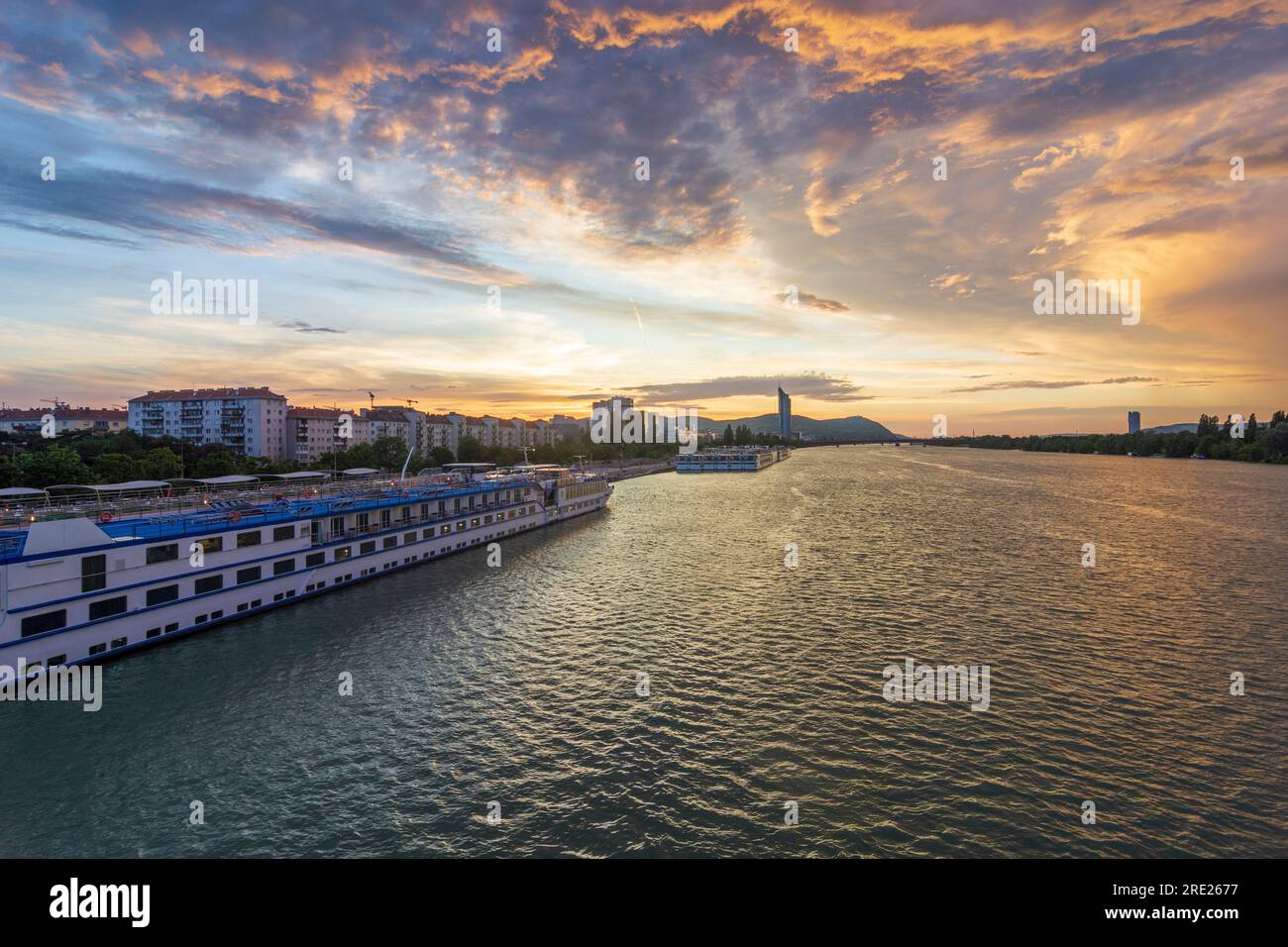 Vienna River Donau Danube Cruise Ships At Cruise Ship Terminal Donaulände At Bridge 5221