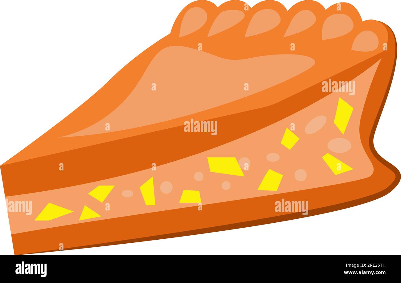 Slice of pie. Pumpkin filler Stock Vector