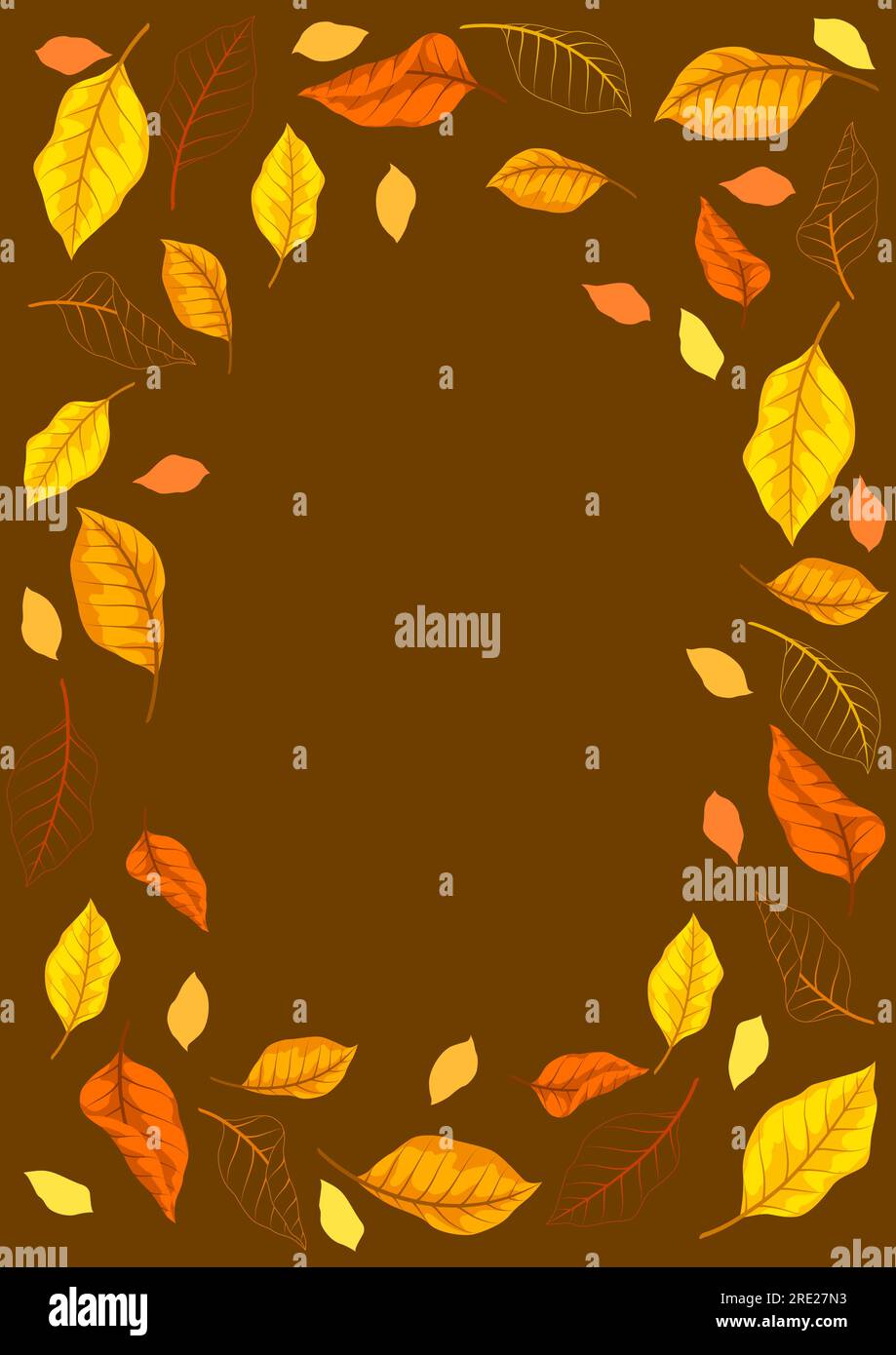 Frame with autumn leaves. Illustration with various foliage Stock ...