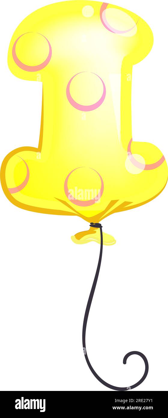 Yellow balloon in shape of number one vector illustration Stock Vector