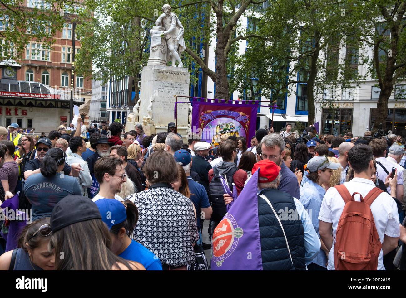 Equity Union members at the Equity rally, London, standing in