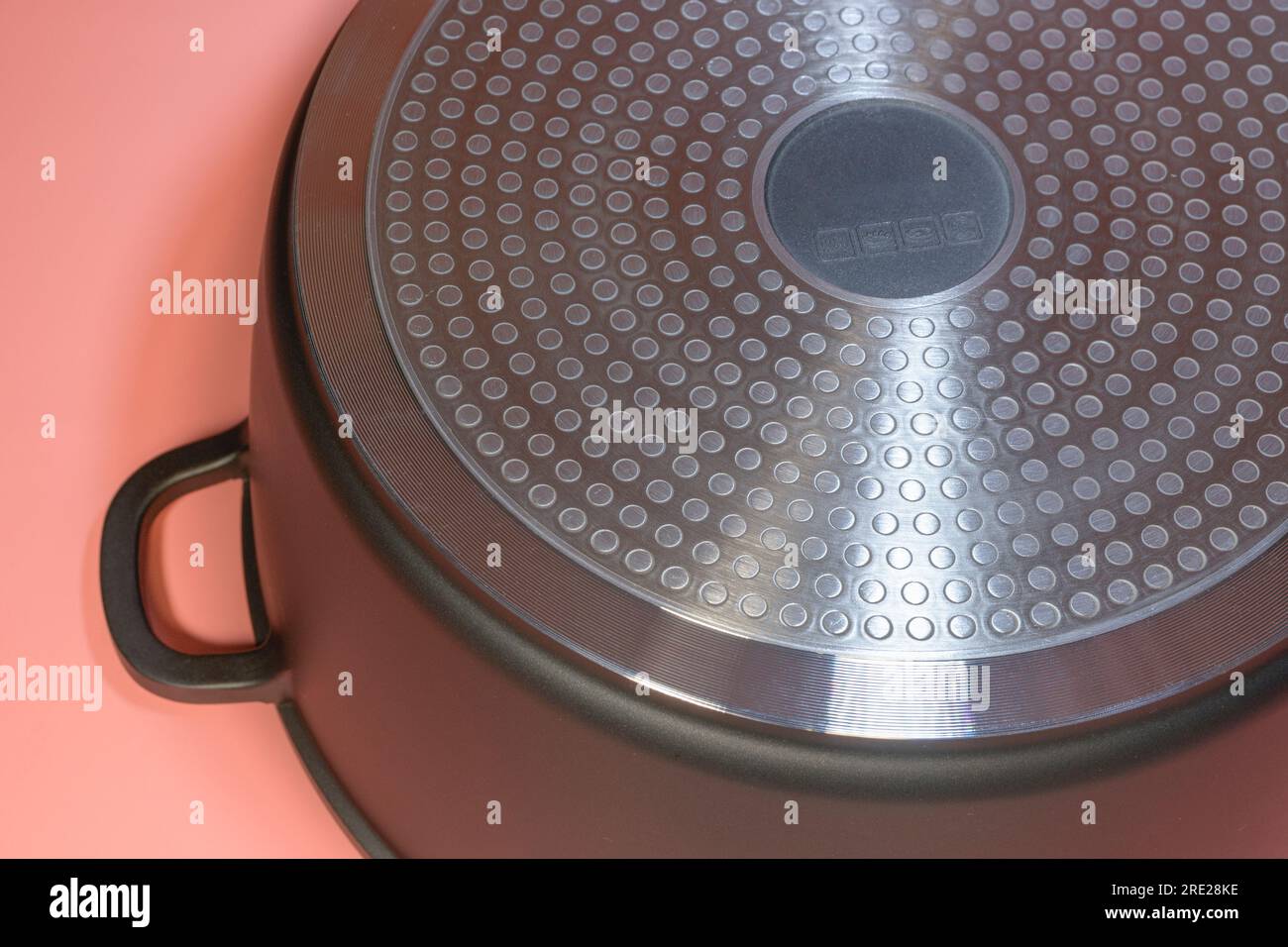 Cooking pot Bottom texture of stockpot . designation of types of