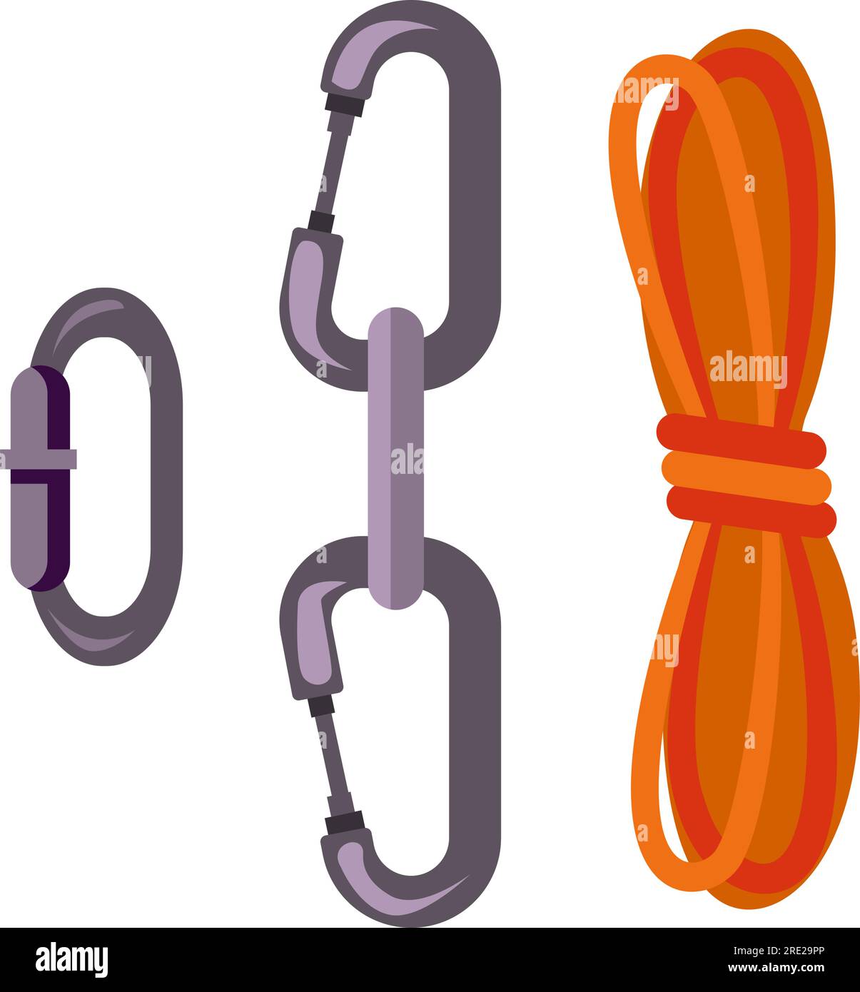 Carabiners and rope. Hook, equipment Stock Vector