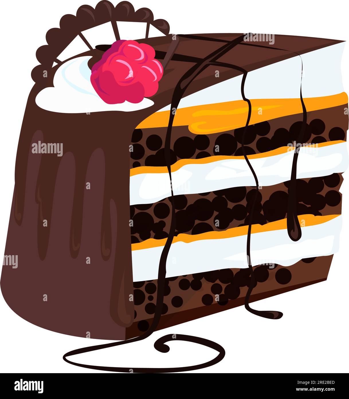 Chocolate raspberry cake illustration Stock Vector Image & Art - Alamy