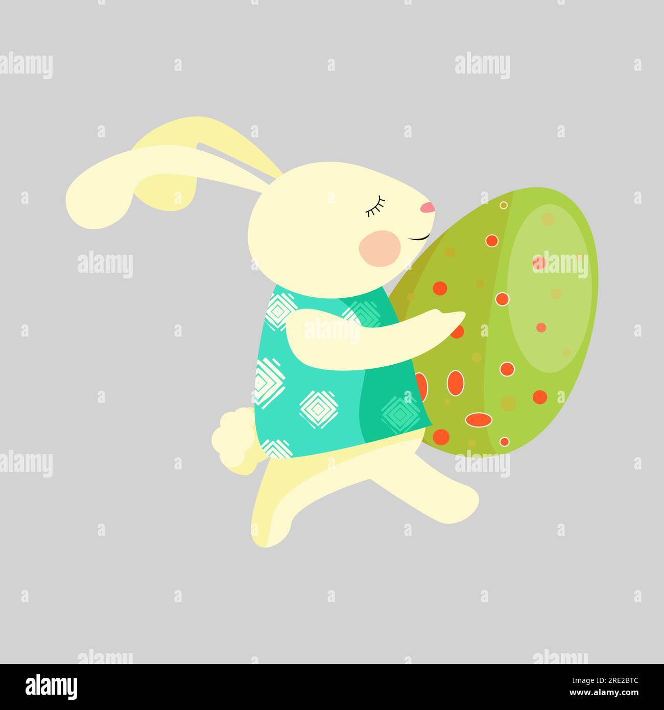 Cute Easter bunny carrying painted egg Stock Vector Image & Art - Alamy