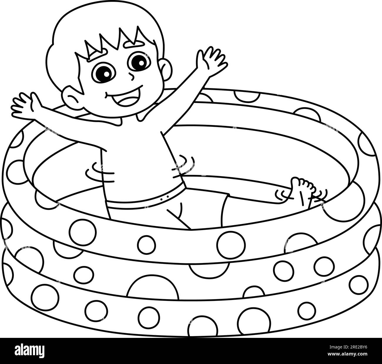 boy swimming coloring page