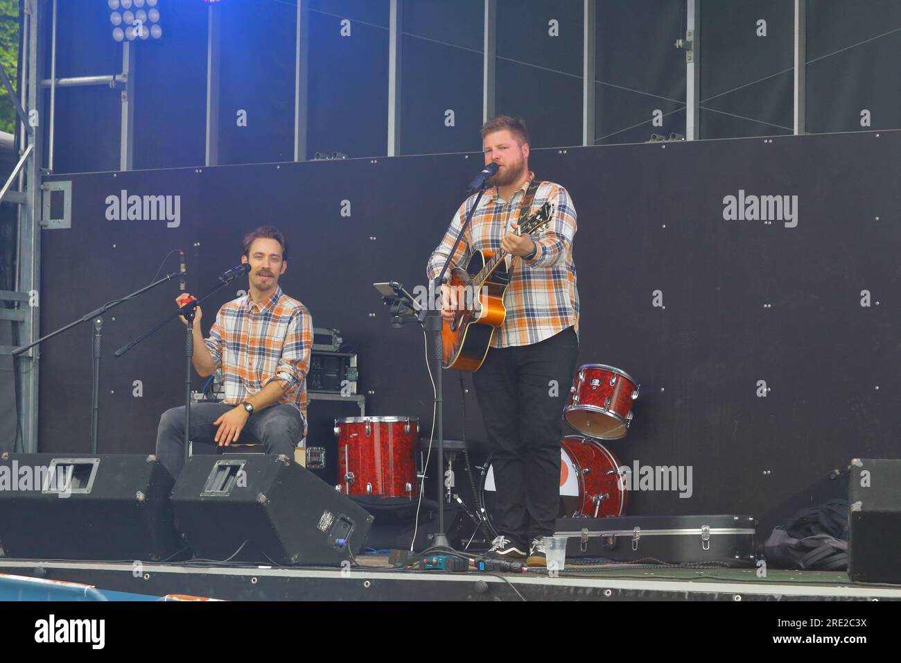 Band playing saturday afternoon at the Wortley beer festival 2023 Stock