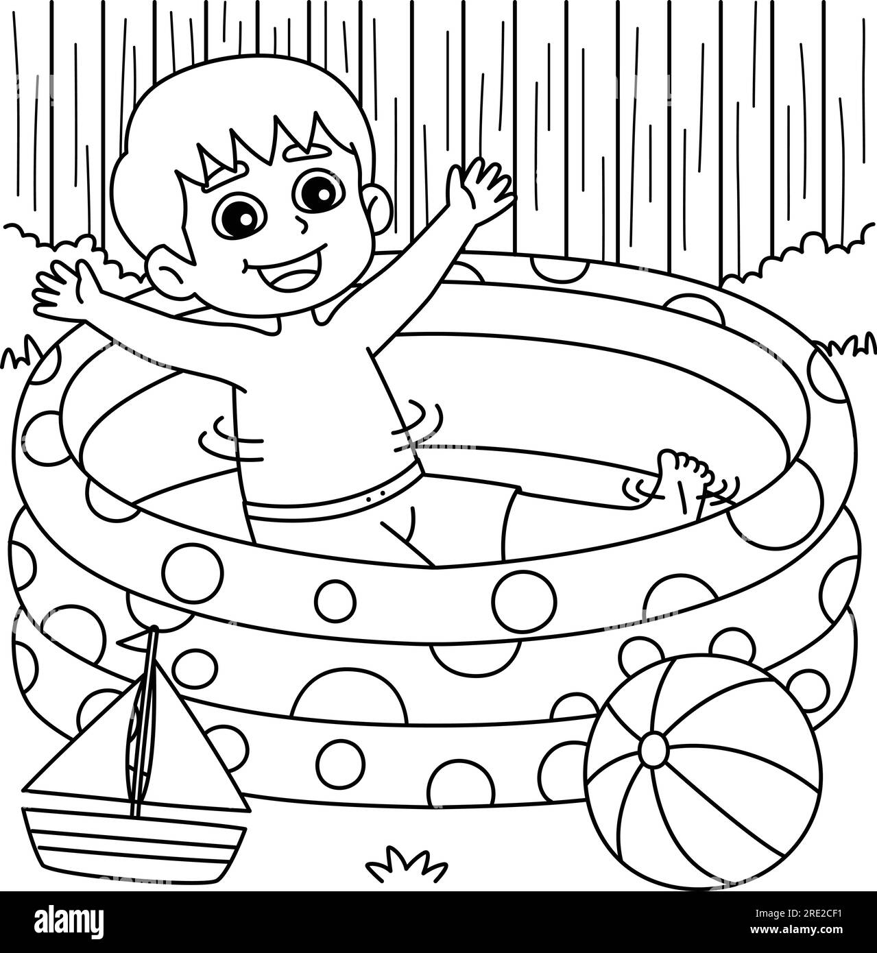 Boy in Swimming Pool Summer Coloring Page Stock Vector Image & Art - Alamy