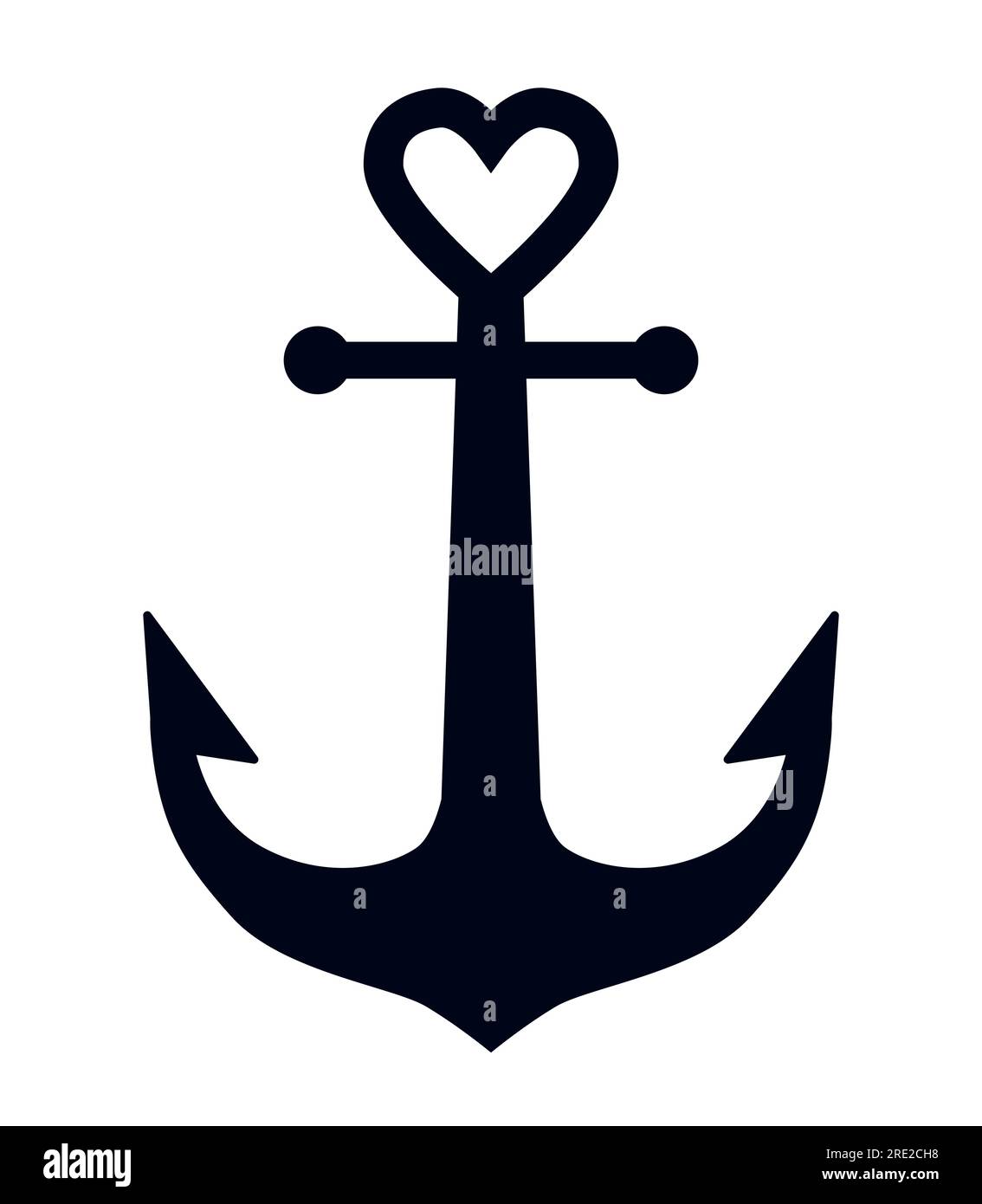 Simple ship anchor with heart symbol boat anchor vector illustration icon Stock Vector