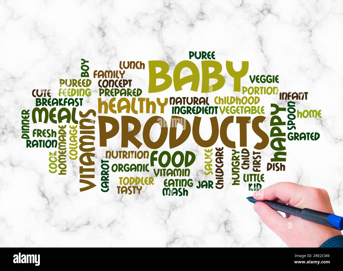 Word Cloud with BABY PRODUCTS concept create with text only. Stock Photo