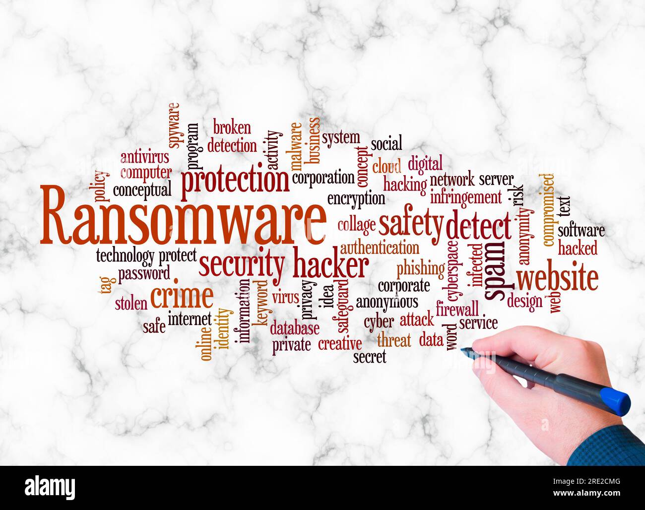 Word Cloud with RANSOMWARE concept create with text only. Stock Photo