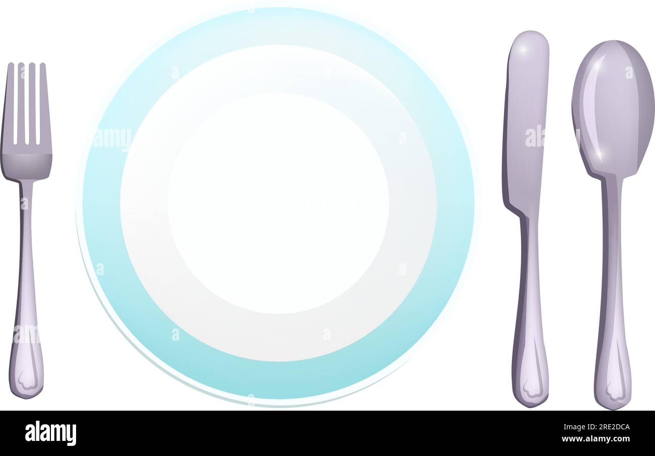 Empty plate, fork, knife and spoon vector Stock Vector Image & Art - Alamy
