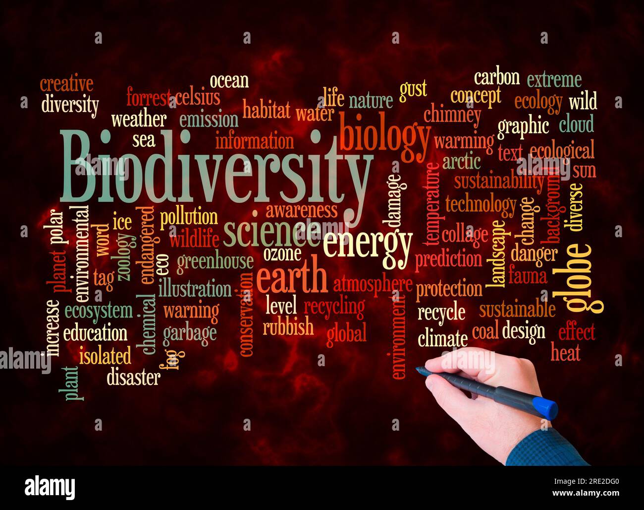 Word Cloud with BIODIVERSITY concept create with text only. Stock Photo