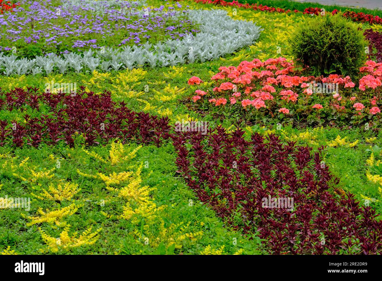 Kazakhstan, Almaty. Flower Bed at Entrance to Central Park for Culture