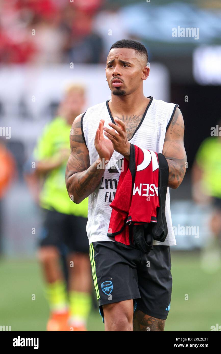 Gabriel Jesus of Arsenal during a friendly match against Manchester United  at MetLife Stadium in East Rutherford in the State of New Jersey in the  United States this Saturday, July 27. Credit: