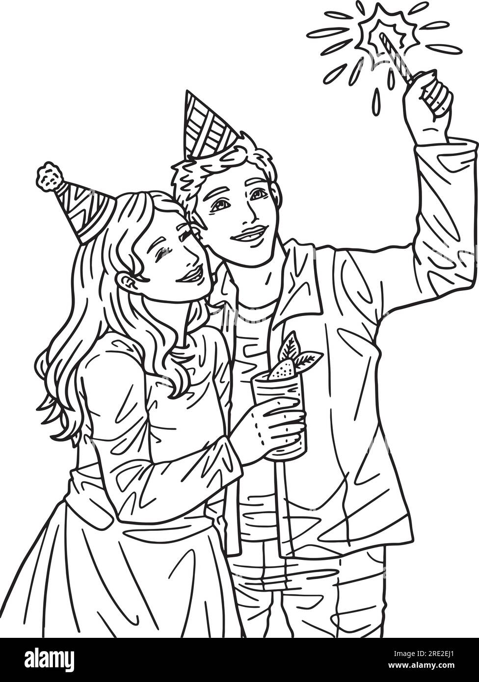 Couple Celebrating New Year Isolated Adults Stock Vector Image & Art ...