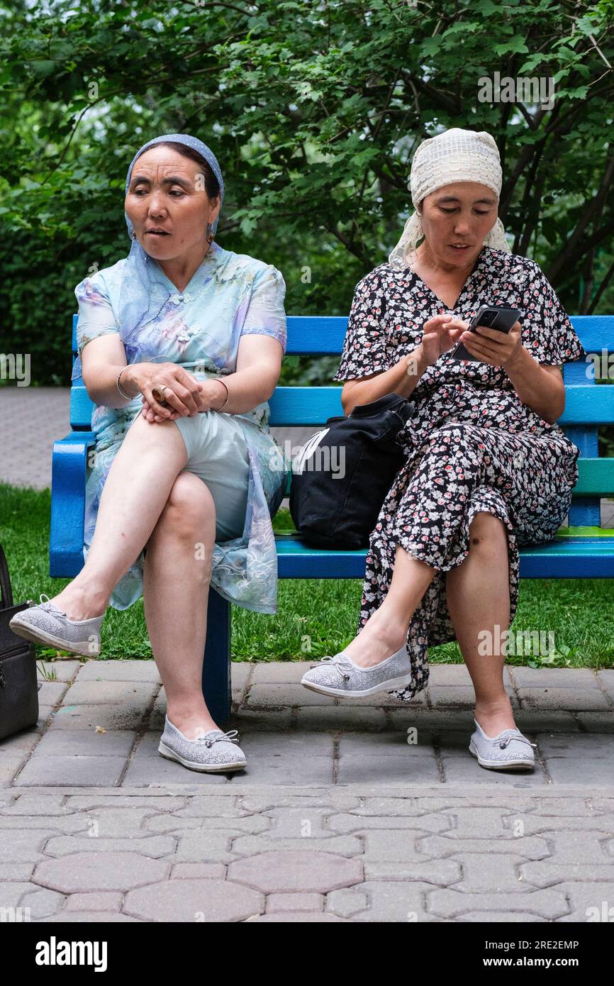 Kazakhstan, Almaty. Two Kazakh Women. Stock Photo