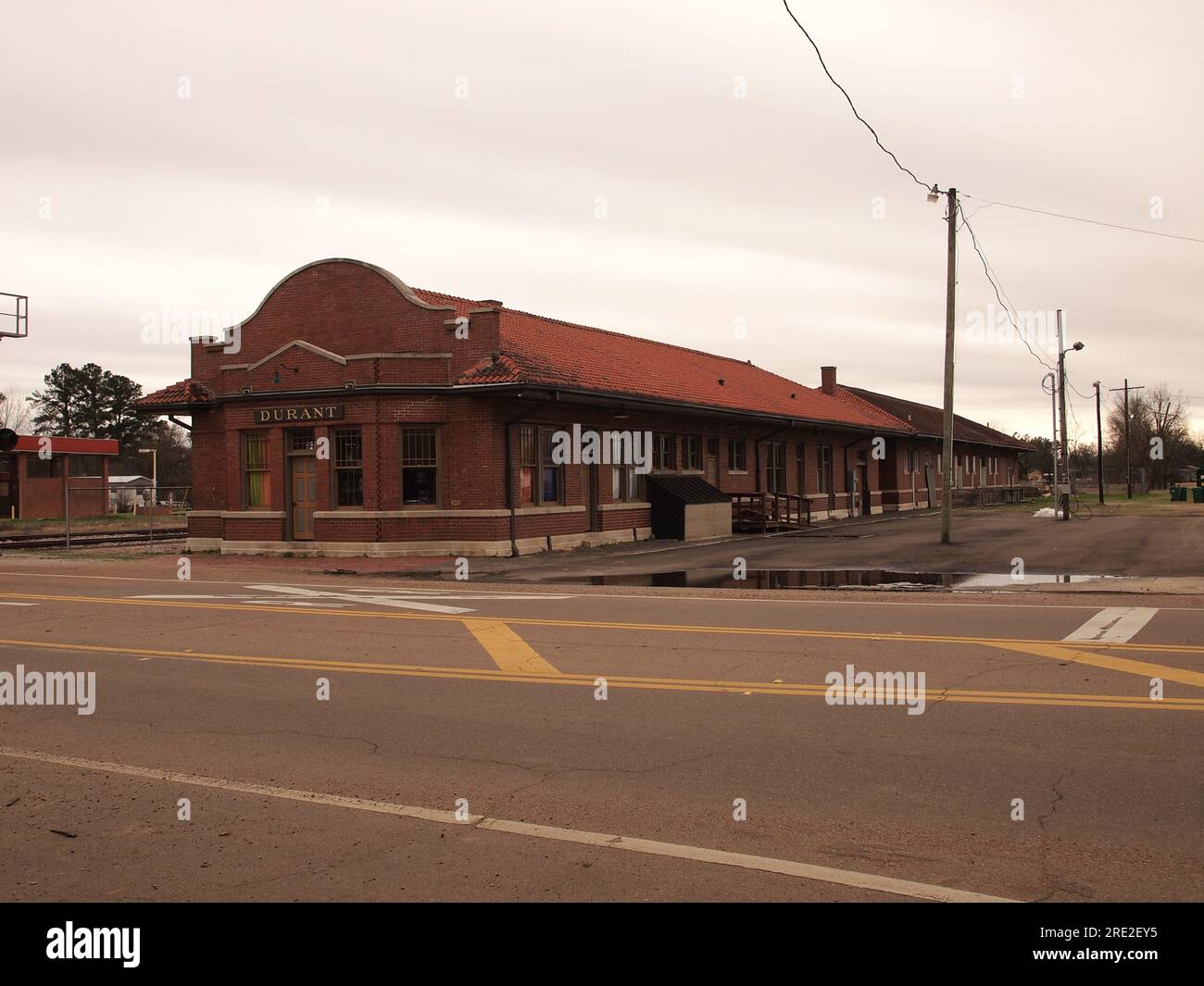 Durant, Mississippi, downtown and old railroad station. Now a neglected American deep south town