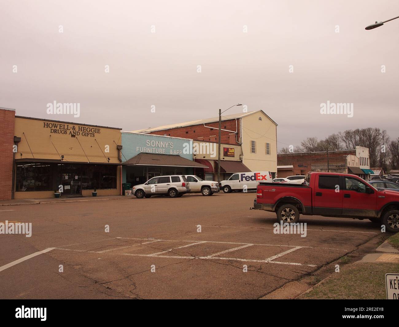 Durant, Mississippi, downtown and old railroad station. Now a neglected American deep south town