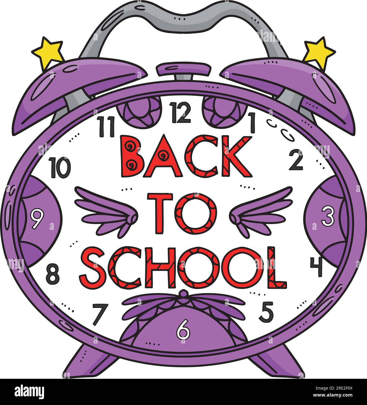 Back To School Alarm Clock Cartoon Clipart Stock Vector