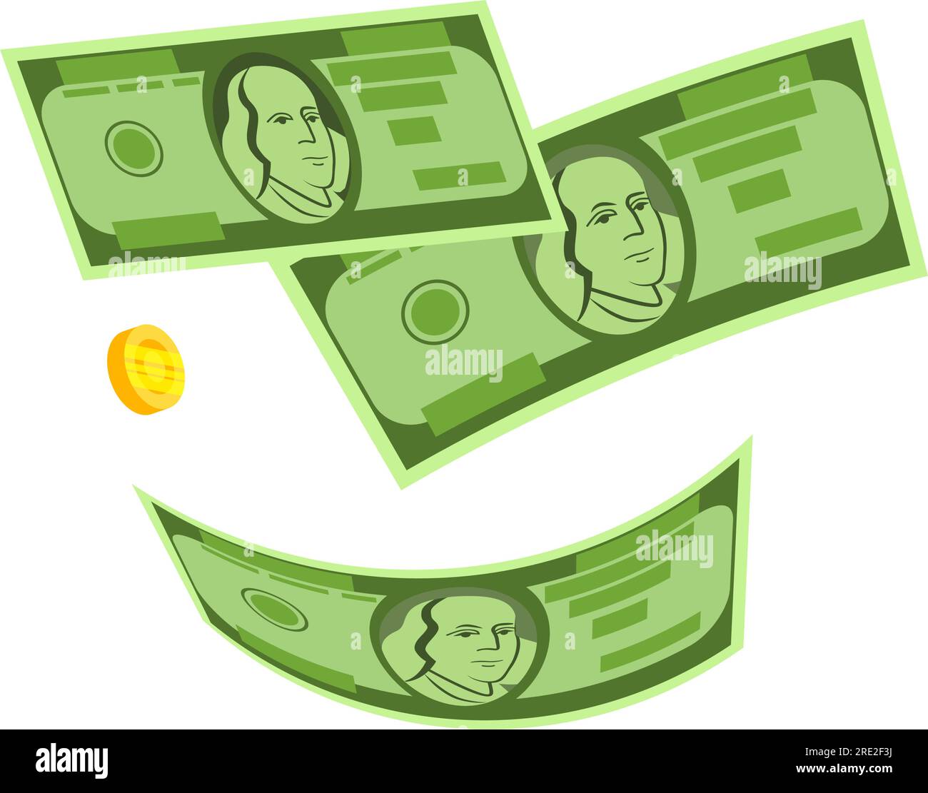 Falling dollars and coin vector Stock Vector Image & Art - Alamy